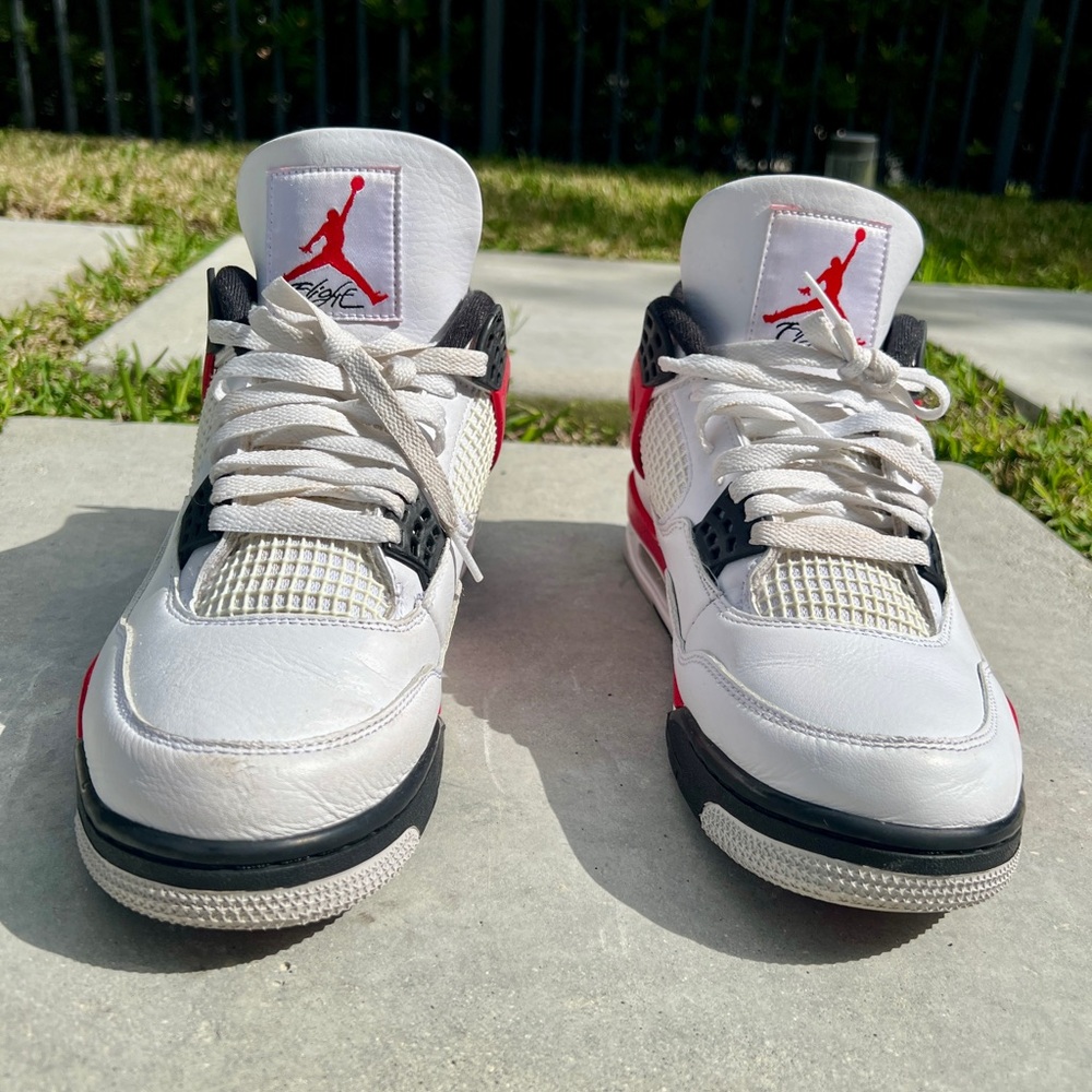 Nike Air Jordan 4 White Red Black Sneakers {Preowned} - Picture 5 of 6